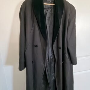 Sophisticated Double Breasted Black Wool Coat with Velvet Collar